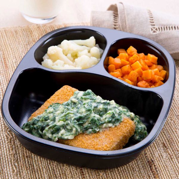 Breaded Fish in Spinach Sauce